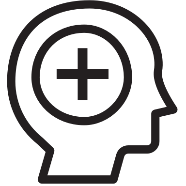 Head silhouette with medical cross